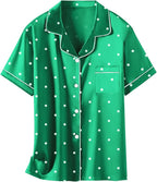 Girls & Womens Satin Pajamas Set, Silk Button-Down Sleepwear 2 Piece Nightwear, 3 Years - Women XXL