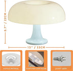 25W White Mushroom Lamp, LED Retro Table Lamp with 3 Color Temperatures and 4 Bulbs, Mid Century Modern Nightstand Light for Bedroom, Living Room, Office Aesthetic Decor, US Plug Powered, E14 Sockets