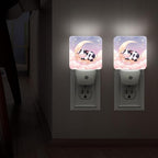 Cow Night Lights Plug Into Wall, Cute Fanciful Moon Clouds Summer Peach Automatic Plug in Night Lights with Sensor for Living Room Family Room Bedroom Decor 2pcs