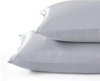 Satin Pillowcases with Zipper （20x30）,Queen Size Pillowcases Set of 2, Light Gray Silk Pillowcase for Hair and Skin