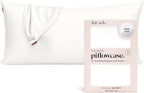 Kitsch Satin Pillowcase with Zipper for Hair & Skin - Softer Than Silk Pillow Cases, Smooth Cooling Satin Pillow Case, Wrinkle-Free, Machine Washable - King Size Satin Pillow Case (19x36) - Ivory