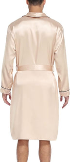 SWOMOG Men's Satin Robe Silky Kimono Bathrobe with Shorts Set Lightweight Soft Loungewear Nightwear