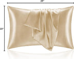 BEDELITE Satin Pillowcase for Hair and Skin, Super Soft and Cooling Similar to Silk Pillow Cases 2 Pack with Envelope Closure, Gift for Women Men(20"x26" Standard Size, Champagne)