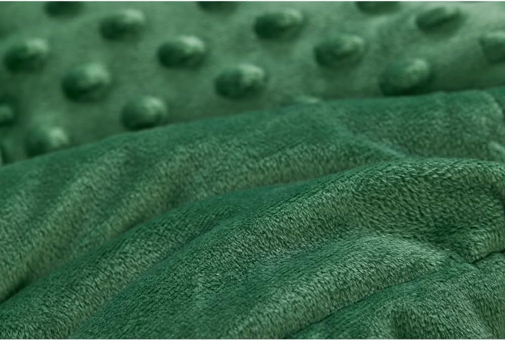 TONGDADA Minky Weighted Blanket | 40''x60'',7lbs | Cozy and Soft Minky Weighted Throw Blanket | Luxury Velvet with Premium Glass Beads | Dark Green Minky