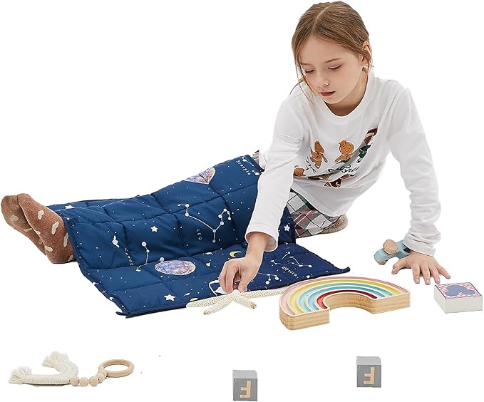 HOSUKKO Weighted Blanket - 2 lbs Navy Starry Sky Heavy Blanket - Small Size Breathable Blanket(19 * 21 inches, 2 lbs)