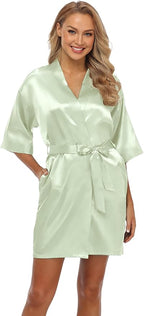 Robe for Women Silky Lightweight Satin Kimono Bride Bridesmaids Wedding Party Robes Dressing Gown Summer Loungewear