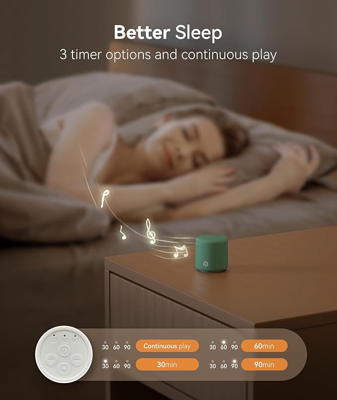 Dreamegg Travel White Noise Machine - Portable Sound Machine for Baby Adults, Travel Sound Machine for Sleep, 16 Nature Sound, Timer, White Noise Machine for Sleeping Gift, Pine