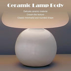 Cute Small Mushroom Lamp, PE Lampshade, Ceramic Base, Adjustable Light Color and Brightness with Power-Off Memory, Safe USB Powered, LED Mushroom Light for Bedroom Living Room (White)