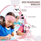 Joythink Kids Bluetooth Headband Headphones Sleep Mask Wireless Earphones Built in Thin Speaker Adjustable Sports Headset Sleep Headband for Girls Boys Toddler Children Baby Travel Study Pink