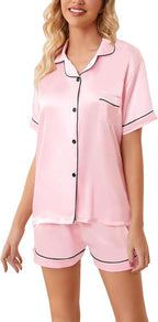 Girls & Womens Satin Pajamas Set, Silk Button-Down Sleepwear 2 Piece Nightwear, 3 Years - Women XXL