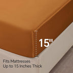 BEDELITE California King Sheets Set, Luxury Soft Burnt Orange Satin Sheets for Hair and Skin, Similar to Silk Bed Sheets Set 4 Pieces with 1 Deep Pocket Fitted Sheet, 1 Flat Sheet, and 2 Pillowcases