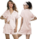 WJing Yi Jia 5Pcs Womens Soft Satin Pajama Set XS-4XL Button-Down Silk Pajamas Floral Sleepwear Bridal Pjs Lounge Pj Sets