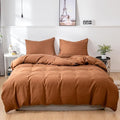CLOTHKNOW Pumpkin California King Comforter Set 3Pcs Brown Rust Bedding Comforter Sets Soft Terracotta Comforter Caramel Comforter with 2 x Pillow Cases