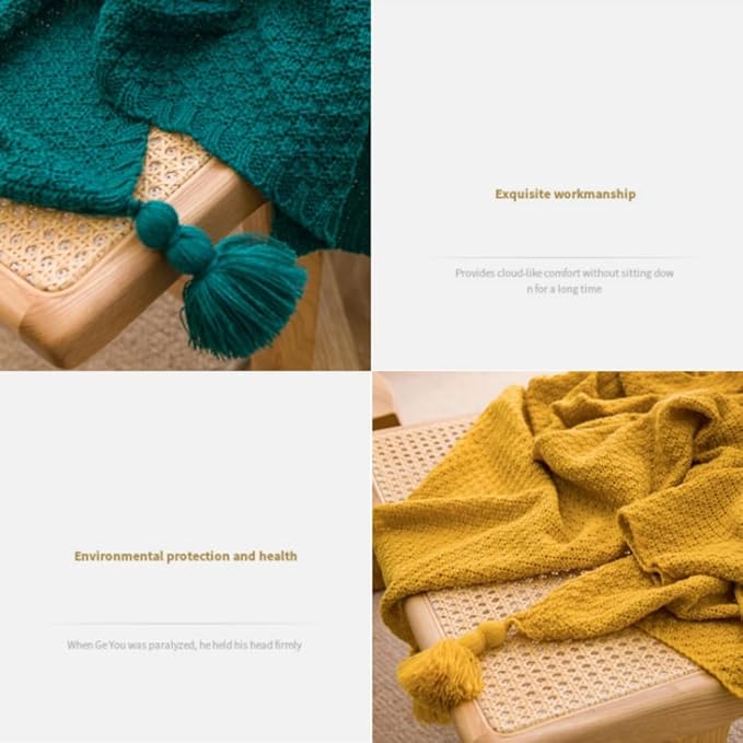 Chunky Cable Knitted Throw Blanket for Couch, Sofa and Bed, 43.3X60IN Lightweight Rustic Decorative Cozy Farmhouse Throw Blankets for Women and Man (Tan)