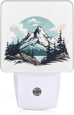 Nordic Forest Mountain Night Light, Night Light Plug into Wall with Dusk to Dawn Sensor, LED Lamp Energy Saving Lights for Men Women Boys Girls,Lamp for Bedroom Bathroom Hallway