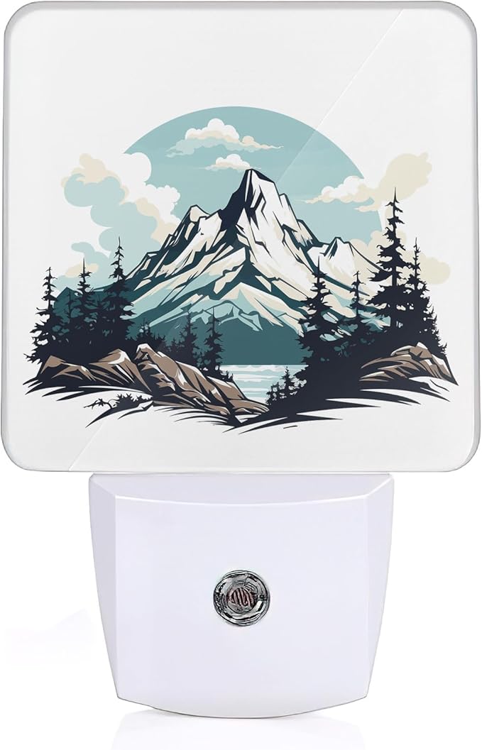 Nordic Forest Mountain Night Light, Night Light Plug into Wall with Dusk to Dawn Sensor, LED Lamp Energy Saving Lights for Men Women Boys Girls,Lamp for Bedroom Bathroom Hallway