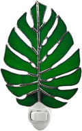 CHEZBABY Plant Stained Glass Night Light Plug into Wall Lamp Decorative Accent Nightlight for Hallway Bedroom Bathroom Kitchen Home Décor(Monstera)
