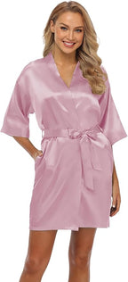 Robe for Women Silky Lightweight Satin Kimono Bride Bridesmaids Wedding Party Robes Dressing Gown Summer Loungewear