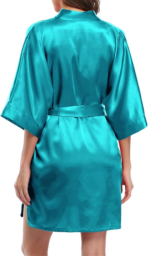 Giova Women's Satin Robe Bride & Bridesmaid Wedding Party Bathrobe Short Kimono Gown
