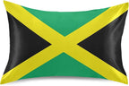 Satin Pillowcase for Hair and Skin, Jamaica Flag Silk Pillowcase Soft and Cozy Body Pillow Covers, Queen Size Satin Pillow Cases with Envelope Closure(20x30 Inch), 1PC