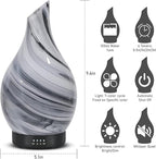 Essential Oil Diffuser Aromatherapy Diffuser - Art Glass Oil Diffuser with Auto Shut-Off Protection 4 Timer Setting 7 Colors Changed LED Night Light for Home Office Decor Gift (Grey Wave)