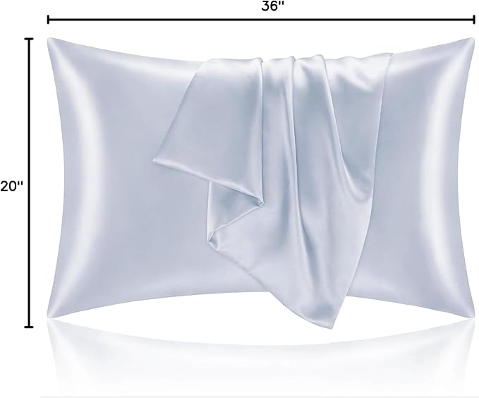 BEDELITE Satin Pillowcase for Hair and Skin, Super Soft and Cooling Similar to Silk Pillow Cases 2 Pack with Envelope Closure, Gift for Women Men(20"x36" King Size, Evening Haze)