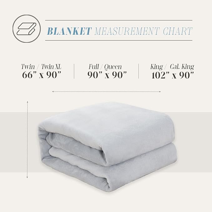 Elegant Comfort Luxury Velvety Feel Blanket, All-Season Lightweight Blanket, Ultra Plush, Soft, Cozy-Fuzzy Flannel Fleece for Couch, Sofa, Bed, Travel, Solid Design, Twin/Twin XL, Silver Gray
