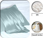 Mulberry Silk Pillowcase for Hair and Skin Queen Size 20"X 30" Pillow Case with Hidden Zipper Soft Breathable Smooth Cooling Silk Pillow Covers for Sleeping (Haze Blue,Queen,1Pcs)