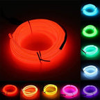 JIGUOOR USB Rechargeable EL Wire 32.8ft/10m (5mx2) Bright Neon Light Strip 360° Illumination Neon Tube Rope Lights for DIY, Festival, Party Decoration, Halloween, Chrismas (32.8ft/10M, Red)