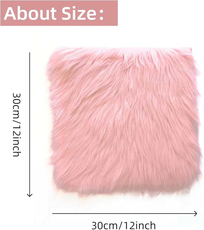 12 Inch Pink Square Faux Fur Rug, Small Product Photography Background, Perfect for Jewelry, Mini Bags, Nail Art, Small Vases and Other Desktop Photography (1pcs)