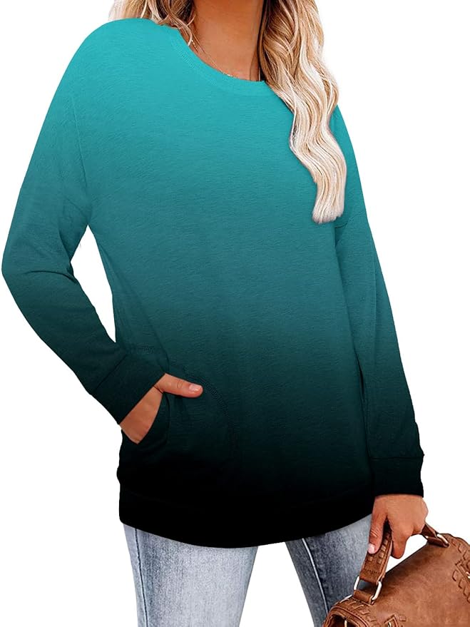 Magritta Women's Long Sleeve Leopard Color Block Tunic Comfy Crewneck T Shirt Tops Black XL