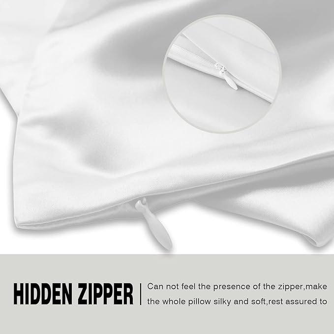 Silk Body Pillowcase Mulberry Silk Pillowcase Body Pillow Cases with Zipper Soft Breathable Smooth Cooling 20x54 inches Body Pillow Pillowcase for Sleep (White,20"X 54",1Pcs)