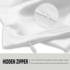 Mulberry Silk Pillowcase for Hair and Skin Standard Size 20"X 26" Pillow Case with Hidden Zipper Soft Breathable Smooth Cooling Silk Pillow Covers for Sleeping (White,Standard,1Pcs)