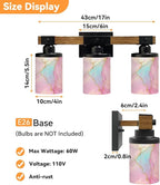 Vanity Lights for Bathroom Wall Lights for Bedroom Living Room Pastel Pink Blue Marble Texture Gold Veins Abstract Art Modern Bathroom Light Fixtures Wall Sconces 3 Light Home Decor