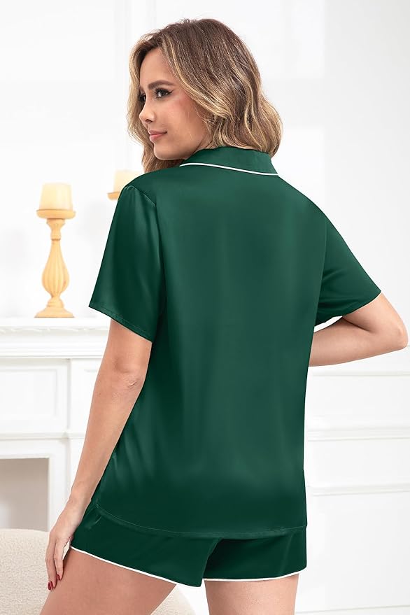 Women's Pajamas Set Sleepwear with Short Sleeve Top & Elastic Waist Shorts