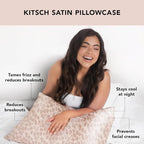 Kitsch Satin Pillowcase with Zipper for Hair & Skin - Softer Than Silk Pillow Cases, Smooth Cooling Satin Pillow Case, Wrinkle-Free, Machine Washable, Pillow Cases Standard Size 19x26 - Leopard, 2pcs
