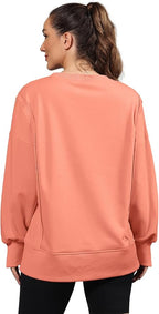 Nirovien Womens Oversized Crewneck Sweatshirt Side Slit Long Sleeve Pullover Slouchy Fit Tops