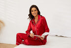U2SKIIN Women Silk Pajamas Set, Long Sleeve Satin Pajamas for Women Sleepwear Button Down Pjs Set Two-piece