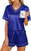 WIHOLL Silk Pajamas for Women Short Sleeve Sleepwear Soft Lounge Sets 2 Piece Satin Pjs