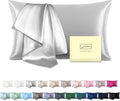 Mulberry Silk Pillowcase for Hair and Skin Pillow Case with Hidden Zipper Soft Breathable Smooth Cooling Silk Pillow Covers for Sleeping (Silver Grey, King,1Pcs)