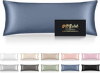 Silk Body Pillow Cases, Mulberry Silk Body Pillow Cover with Zipper, Smooth, Anti Acne, Cooling Sleep Both Sides Natural Silk Satin 20x54 Body Pillowcase, Gifts for Women Men, Ash Blue