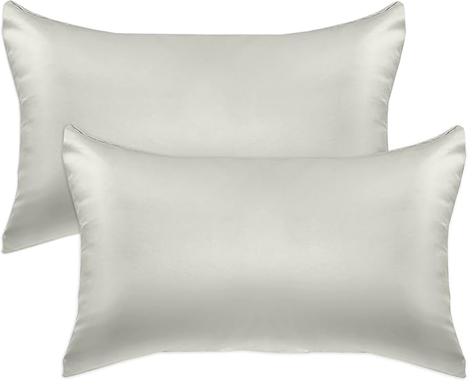 Elegant Comfort 2-Pack Cooling Viscose Satin Pillowcase Set with Hidden Zipper Closure, Silky Smooth for Best Hair and Skin Care-Beautiful Gift Box-2-Piece Satin Pillowcase Set, King, Light Jade