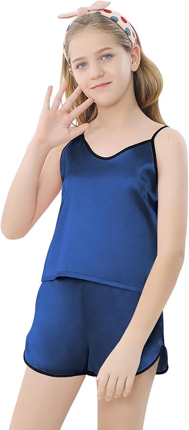 Girls & Women Silk Pajamas Set Satin Camisole Sleepwear 2 Piece Pjs, 3 Years - Women XXL