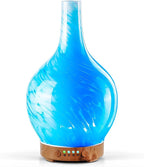 Porseme 150ml Essential Oil Diffuser Glass Color Changing Aroma Air Diffusers Aromatherapy Ultrasonic Cool Mist Humidifier 6 Running Hours Waterless Auto-Off for Sleeping, Yoga, Office, Spa(Blue Wave)
