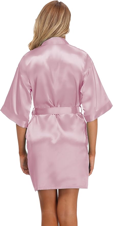 Robe for Women Silky Lightweight Satin Kimono Bride Bridesmaids Wedding Party Robes Dressing Gown Summer Loungewear