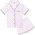 QPANCY Kids Satin Pajamas Sets Baby Boy Girl Button-Down Silk Sleepwear 2 Piece Short Sleeve Loungewear Clothes Set