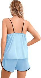 Girls & Women Silk Pajamas Set Satin Camisole Sleepwear 2 Piece Pjs, 3 Years - Women XXL