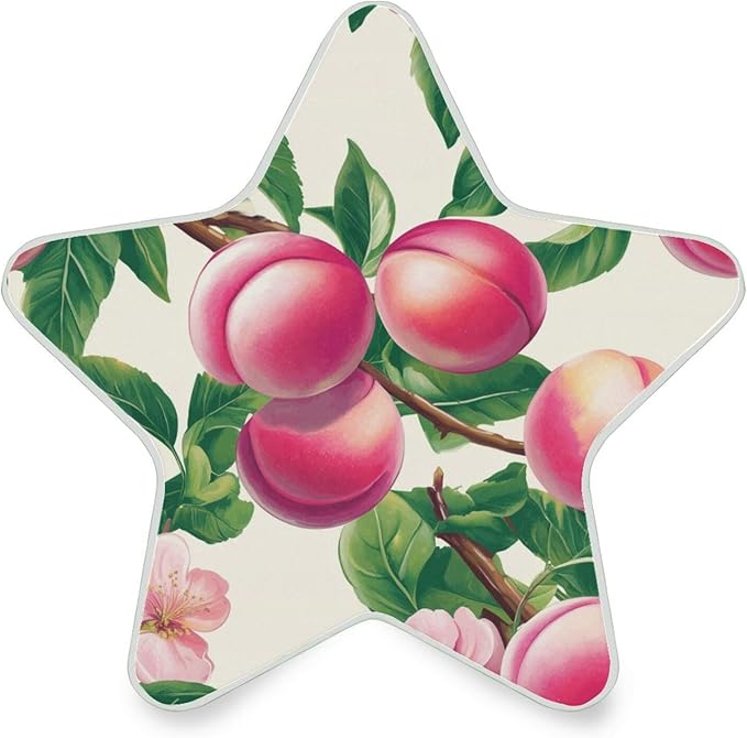susiyo Plug in Night Light Pink Peaches Green Leaves Cute Star Shape Nightlight for Bedroom Hallway Stairs