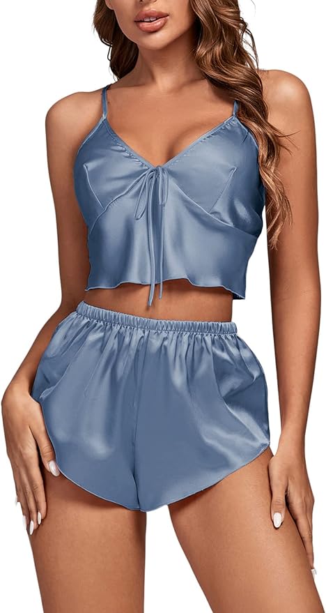 OPOIPIN Women's 3 Piece Pajama Set Sexy Cami Top and Shorts with Robe Sleepwear Loungewear Set