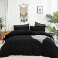CLOTHKNOW Black Ruffle Comforter Set King Size Bedding Comforter Sets Soft Shabby Chic Farmhouse Comforter with 2 x Pillowcases